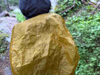 Hail on Lisa's pack