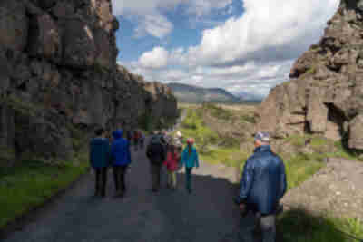 Hiking between two continental plates at Þingvellir National Park