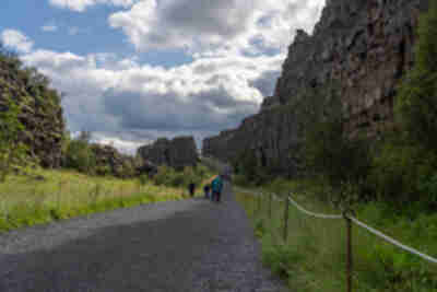 Hiking between two continental plates at Þingvellir National Park
