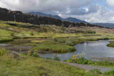Hiking between two continental plates at Þingvellir National Park