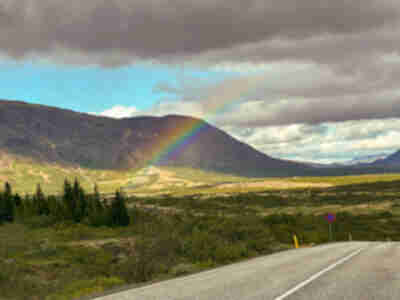 A stunning rainbow along our drive