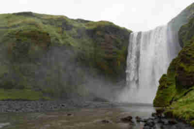 Hiking at Skógafoss waterfall