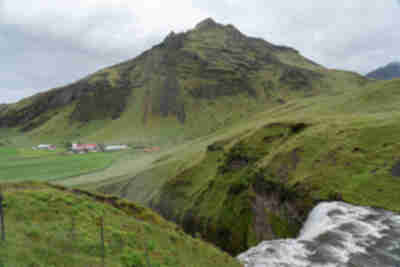 Hiking at Skógafoss waterfall