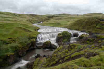 Hiking at Skógafoss waterfall