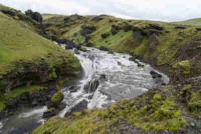 Hiking at Skógafoss waterfall