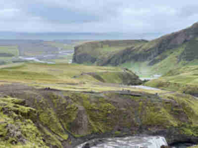 Hiking at Skógafoss waterfall