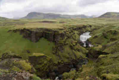 Hiking at Skógafoss waterfall