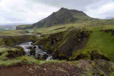 Hiking at Skógafoss waterfall