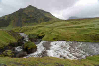 Hiking at Skógafoss waterfall