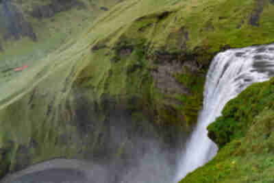 Hiking at Skógafoss waterfall
