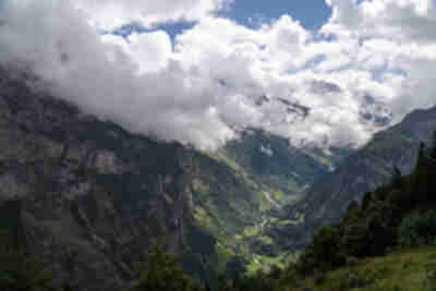 Looking down southward through the Lauterbrunnen valley from Mürren