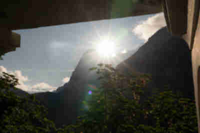 Sunrise over the Jungfrau mountain in Mürren