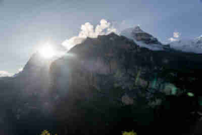 Sunrise over the Jungfrau mountain in Mürren