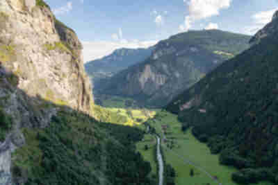 Looking north towards Lauterbrunnen on the Schilthornbahn cable car