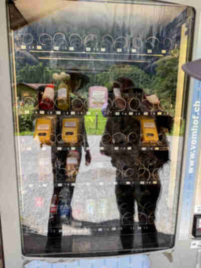 A farm's vending machine (selling their own cheese) along the trail