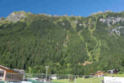 Looking back up towards Männlichen and the cable car from down in Wengen