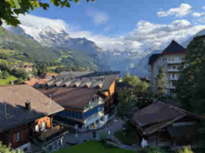 Our view at dinner in Wengen