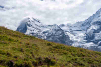 Clouds blowing off of the summit of the Eiger