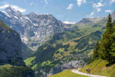 Looking back on our trail with a view directly across to Mürren