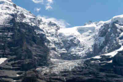 Another view of Jungfraujoch in the sunshine between Moench and Jungfrau