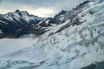 Windows out on to the Grindelwald-Fiescher Glacier from a stop on the Jungfraujoch train