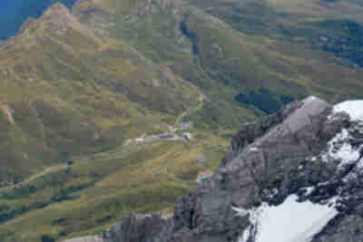 Jungfraujoch, looking down onto Kleine Scheidegg and Männlichen