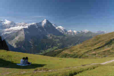 Looking from First across to the north face of the Eiger and Kleine Scheidegg