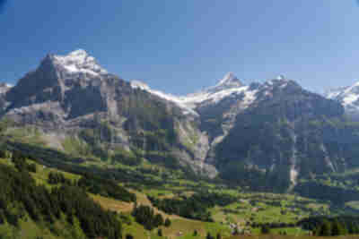 Wetterhorn and Schreckhorn above Bort