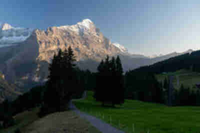 The Eiger with Kleine Scheidegg in the distance