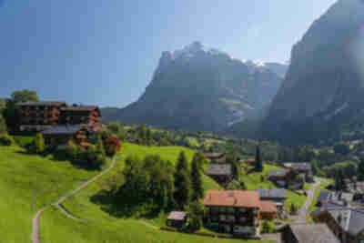 The outskirts of Grindelwald in front of Wetterhorn