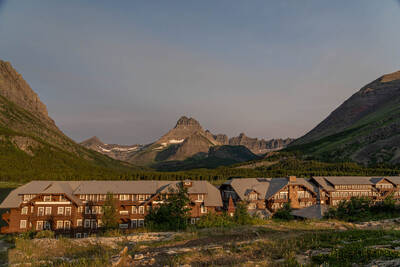 Mount Wilbur over the Many Glacier Hotel