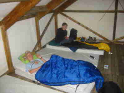 Getting ready for bed in the boy's tent