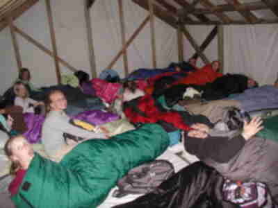 Getting ready for bed in the girl's tent (a tad more crowded)