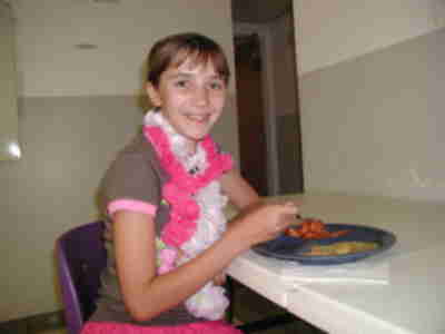 Annmarie eating dinner