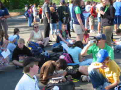 Hanging out waiting to load the bus