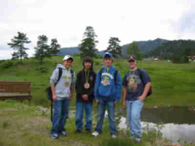 Dakota, Brian, Matt and Brett on a morning hike with Aaron