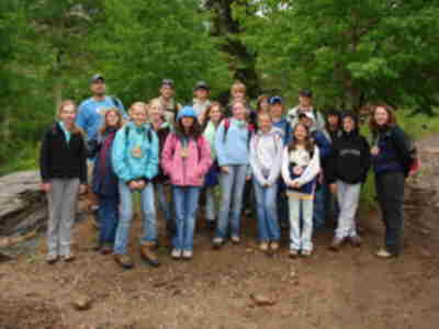 The group ready to hike to the Upper Meadow for our campout.