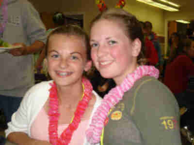 Lindsey and Amber during dinner before the Luau