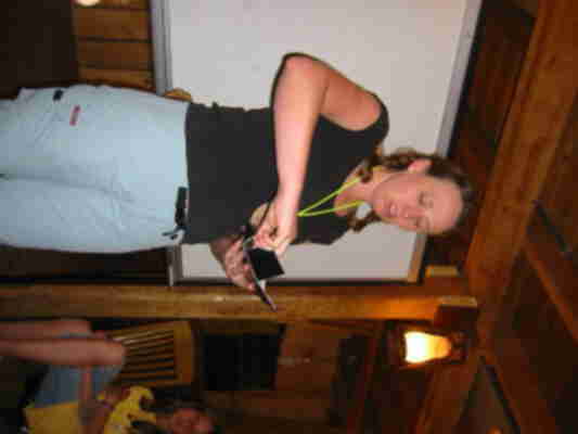 Lisa demonstrating how to use the dissecting kits