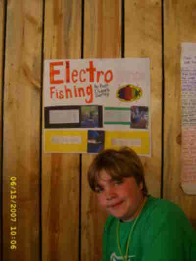 Brett with his poster on Electrofishing