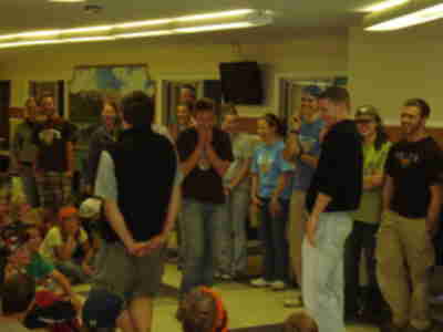 The leaders act out the story of Jeremy and Jeremy