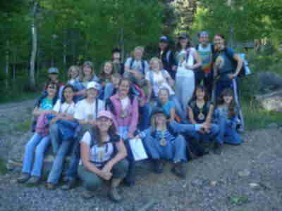 The group ready to hike up for our campout