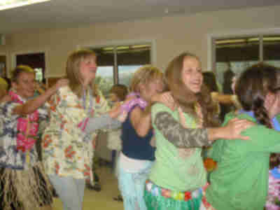 Mackenzier, Erin and Steph in the Conga Line