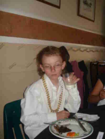 Izzy, a Russian millionaire, enjoying his milk