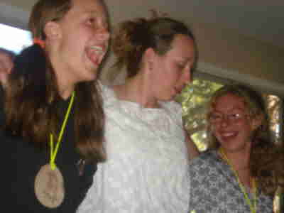 Steph, Lisa and Erin dancing the Can-Can